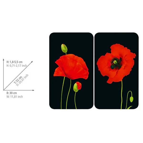 Abdeckplatte Mohn (2er-Set) - Glas - Mehrfarbig - Image 4