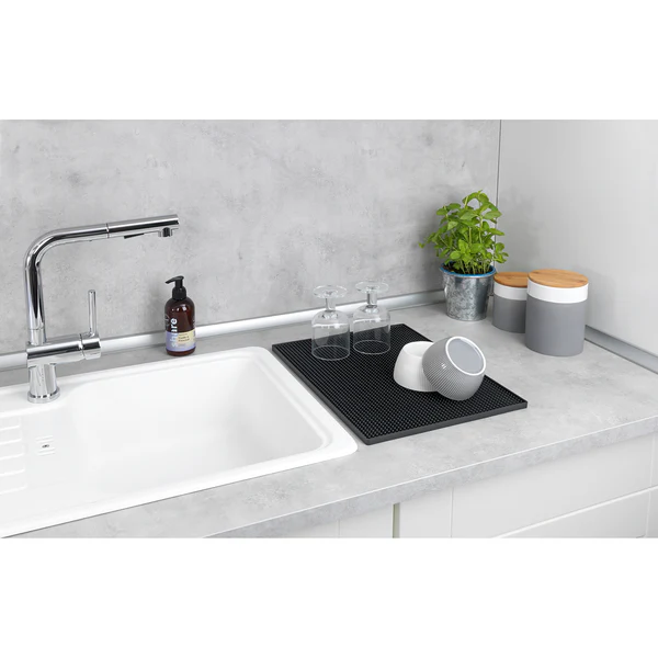 Abtropfmatte Maxi - Edelstahl / Bambus - Silber matt / Braun - Image 2