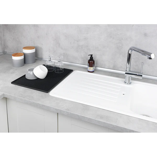Abtropfmatte Maxi - Edelstahl / Bambus - Silber matt / Braun - Image 4