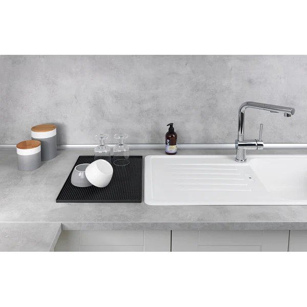 Abtropfmatte Maxi - Edelstahl / Bambus - Silber matt / Braun - Image 5