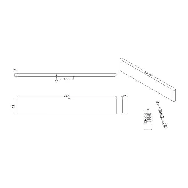 Akku-Wandleuchte KRIM - Dimmbar - inkl. Fernbedienung - Schwarz - Höhe: 47 cm - Image 12