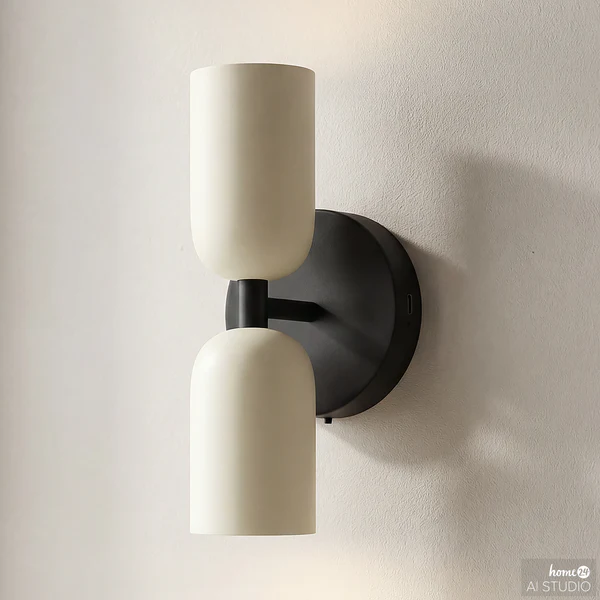 Akku-Wandleuchte NIMI - 3-Stufen-Dimmer - inkl. Fernbedienung - Creme / Schwarz