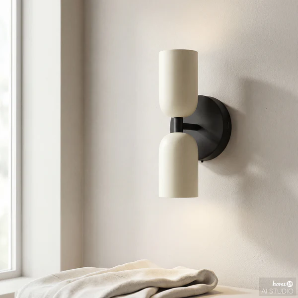 Akku-Wandleuchte NIMI - 3-Stufen-Dimmer - inkl. Fernbedienung - Creme / Schwarz - Image 3
