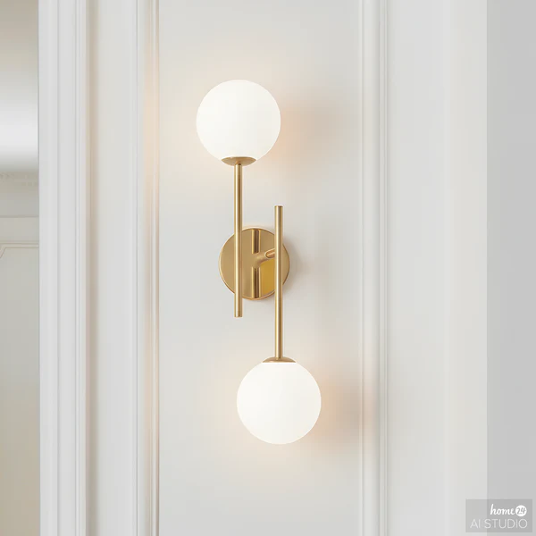 Akku-Wandleuchte RIGI - 2-flammig - 3-Stufen-Dimmer - Weiß / Gold