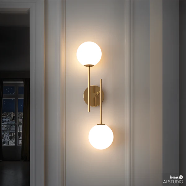 Akku-Wandleuchte RIGI - 2-flammig - 3-Stufen-Dimmer - Weiß / Gold - Image 2