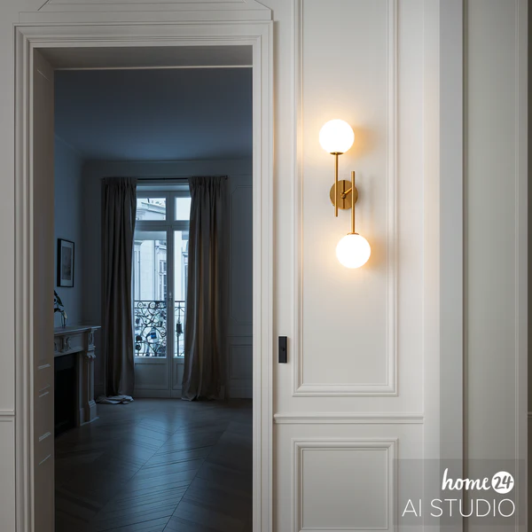 Akku-Wandleuchte RIGI - 2-flammig - 3-Stufen-Dimmer - Weiß / Gold - Image 4