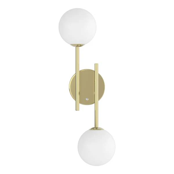 Akku-Wandleuchte RIGI - 2-flammig - 3-Stufen-Dimmer - Weiß / Gold - Image 5