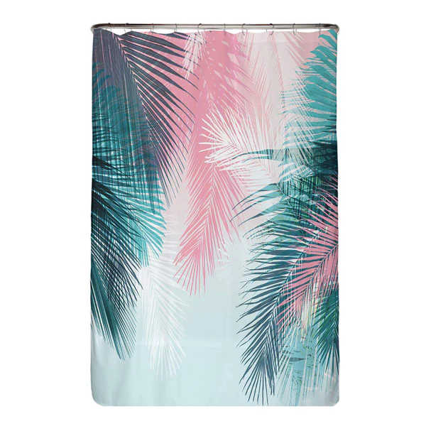 Anti-Schimmel Duschvorhang Palmenblätter - Polyester - Mehrfarbig - 120 x 180 cm