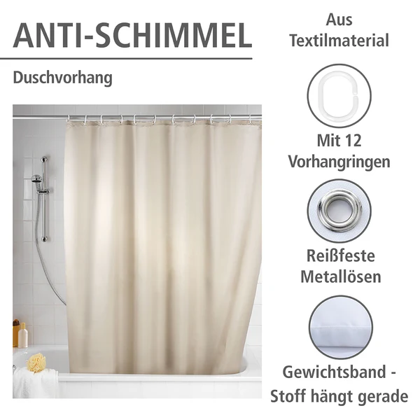 Anti-Schimmel Duschvorhang Pococi - Webstoff - Beige - Image 7