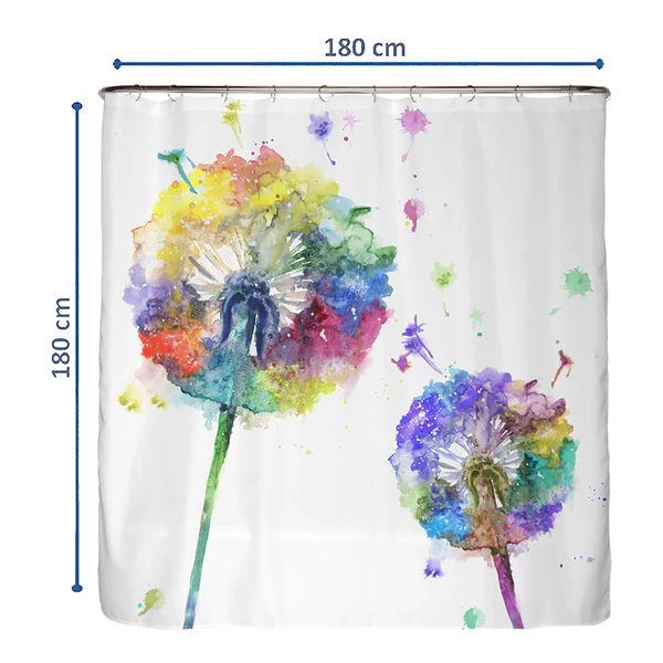 Anti-Schimmel Duschvorhang Pusteblume - Polyester - Mehrfarbig - 180 x 180 cm - Image 2