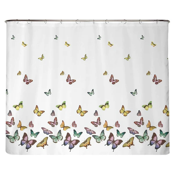 Anti-Schimmel Duschvorhang Schmetterling - Polyester - Mehrfarbig - 240 x 200 cm
