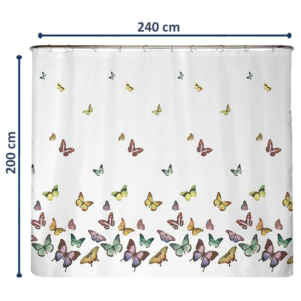 Anti-Schimmel Duschvorhang Schmetterling - Polyester - Mehrfarbig - 240 x 200 cm - Image 2