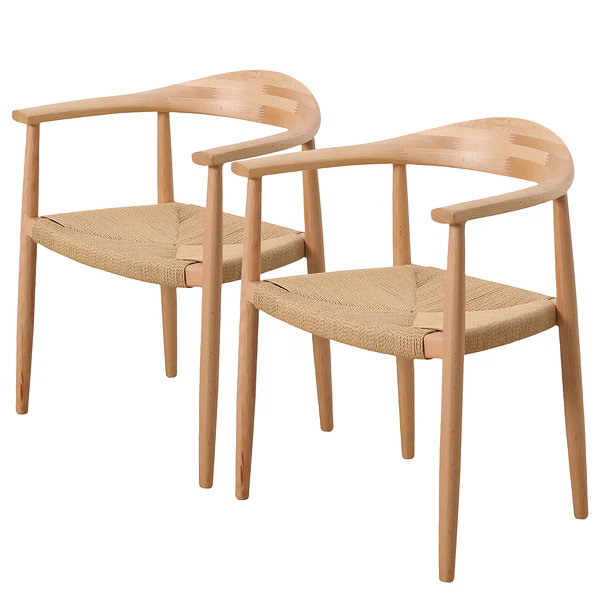 Armlehnenstuhl HAWBUSH 2er-Set - Buche massiv / Papierschnurgeflecht - Braun