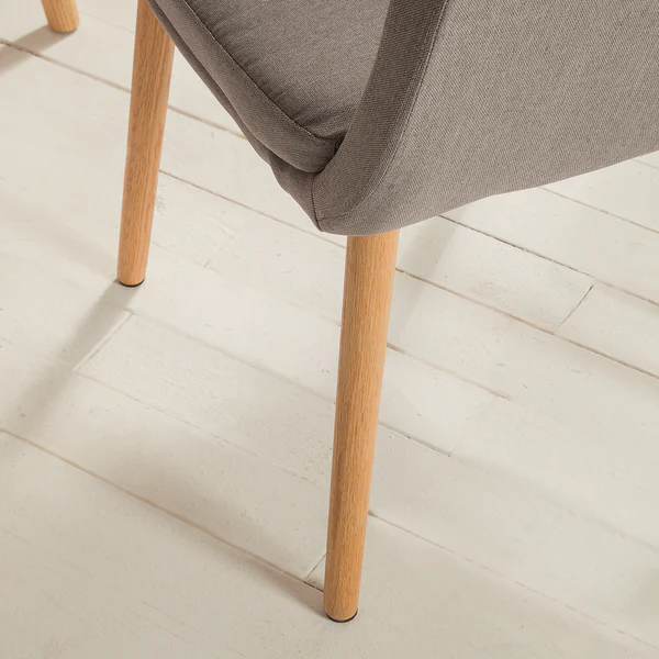 Armlehnenstuhl Leedy - Webstoff / Eiche massiv - Webstoff Zea: Beige - Einzelstuhl - Image 11