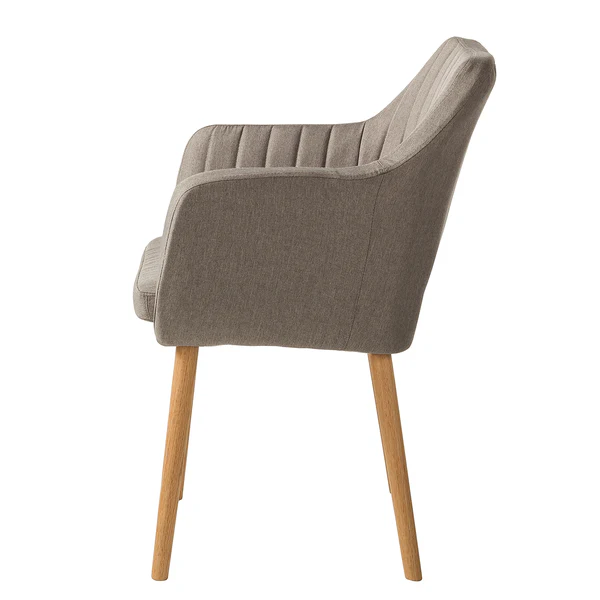 Armlehnenstuhl Leedy - Webstoff / Eiche massiv - Webstoff Zea: Beige - Einzelstuhl - Image 4