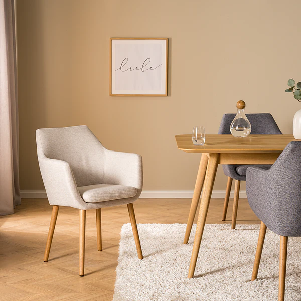 Armlehnenstuhl NICHOLAS - Webstoff Stefka: Beige - Einzelstuhl - Image 2