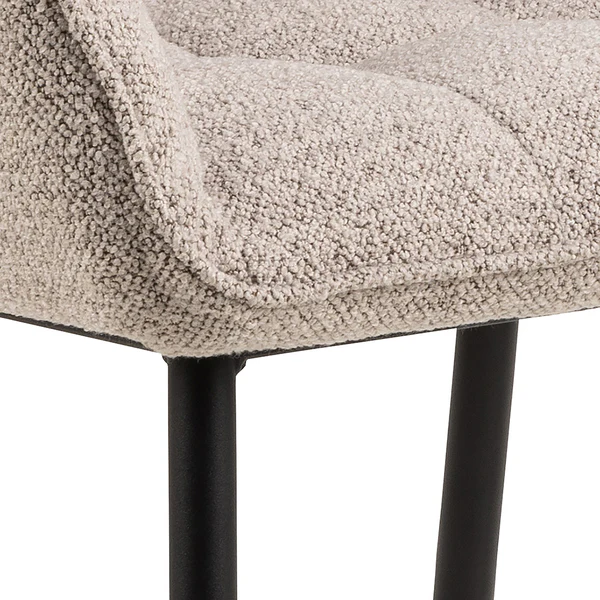 Armlehnenstuhl Noela 2er-Set - Bouclé / Eisen - Beige / Schwarz - Image 9