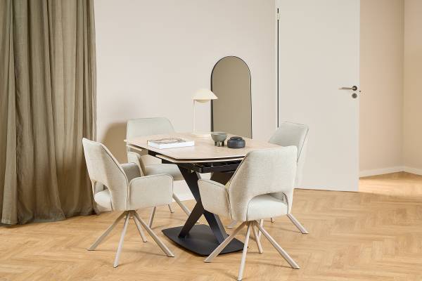 Armlehnenstuhl Sigio 2er-Set - Webstoff Aphra: Beige - Image 3