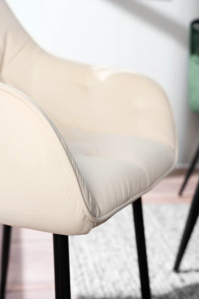 Armlehnenstuhl TILLY - Samt Vilda: Creme - Einzelstuhl - Image 9