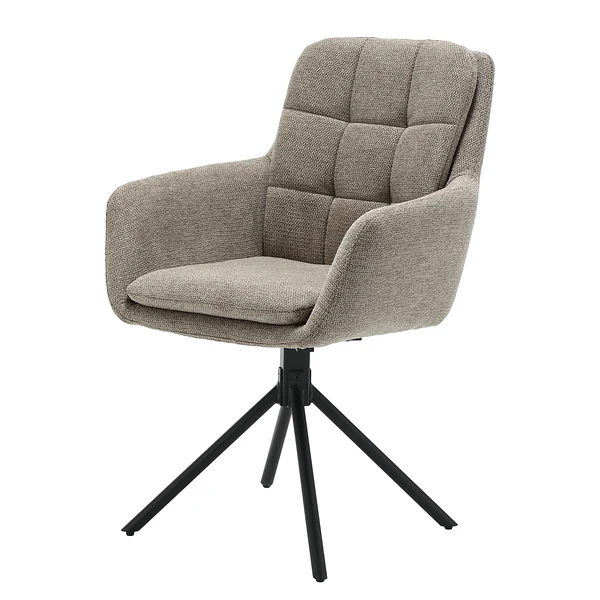 Armlehnenstuhl Tumal - Beige - Braun - Chenille - Eisen - 61 x 91 x 65 cm