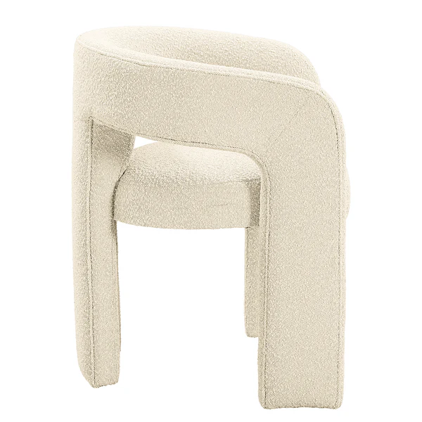 Armlehnenstuhl VALNES - Bouclé Stoff Panju: Creme - Image 10