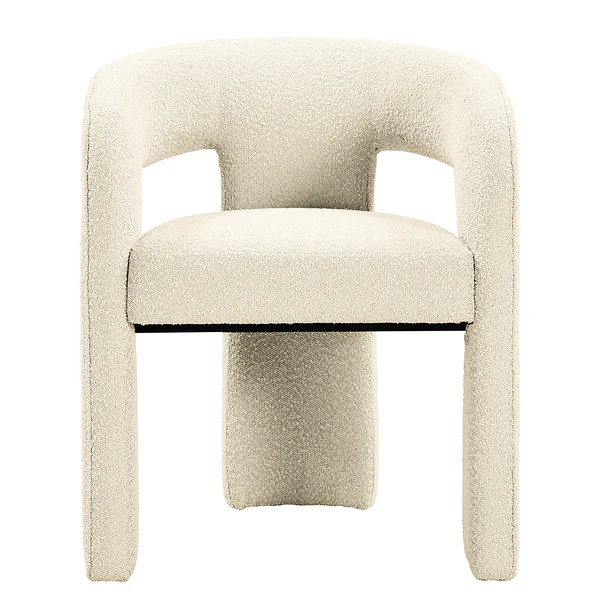 Armlehnenstuhl VALNES - Bouclé Stoff Panju: Creme - Image 9