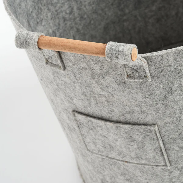 Aufbewahrungskorb Bellariva - 100% Polyester / Pappelholz - Grau - 35 x 32,5 cm - Image 3