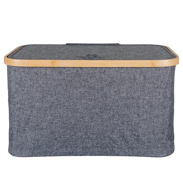 Aufbewahrungskorb Noto 45 x 30 cm - Polyester/ Bambus - Dunkelgrau - Image 3