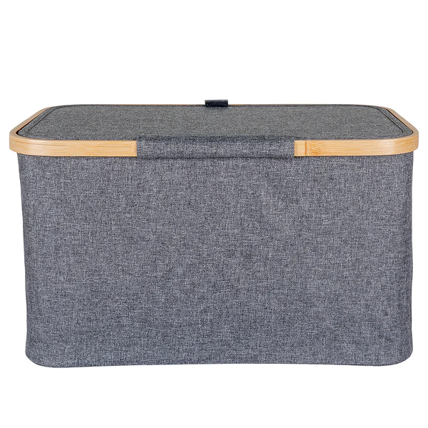 Aufbewahrungskorb Noto 45 x 30 cm - Polyester/ Bambus - Dunkelgrau - Image 4