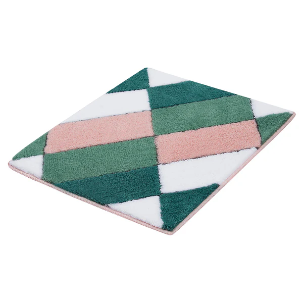 Badematte Ayana - Webstoff - Grün / Pink - 65 x 55 cm