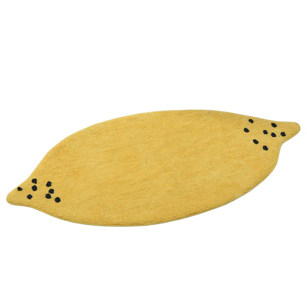 Badematte Bings Bath Lemon - Schurwolle - Gelb / Schwarz - 70 x 70 cm