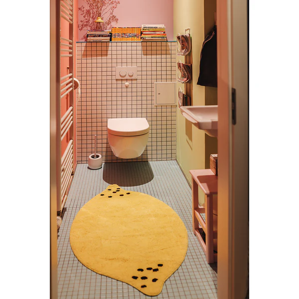 Badematte Bings Bath Lemon - Schurwolle - Gelb / Schwarz - 70 x 70 cm - Image 3