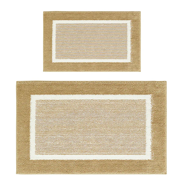 Badematte Maui 2er-Set Kombination B - recyceltes Polyester - Taupe