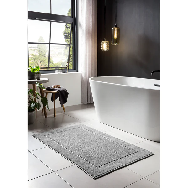Badteppich Damian - Baumwollstoff - Silber - 70 x 120 cm - Image 2