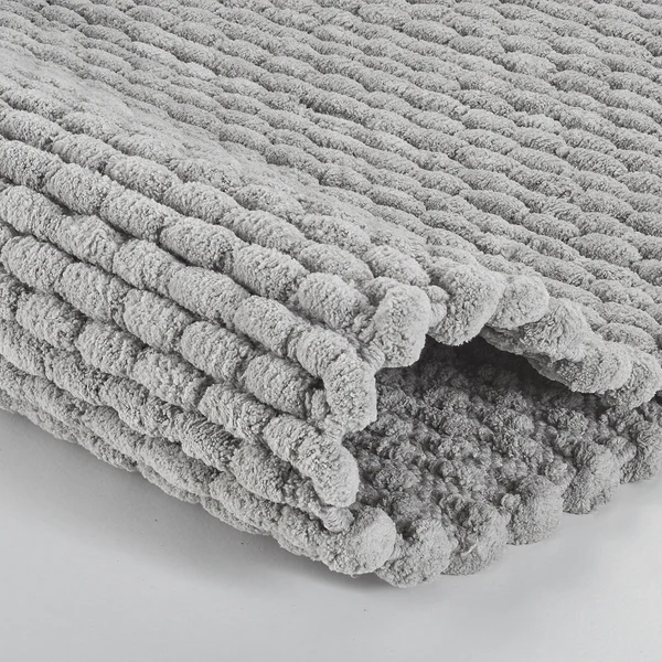 Badteppich Willow - Baumwolle / Polyester - Lichtgrau - 70 x 120 cm - Image 2
