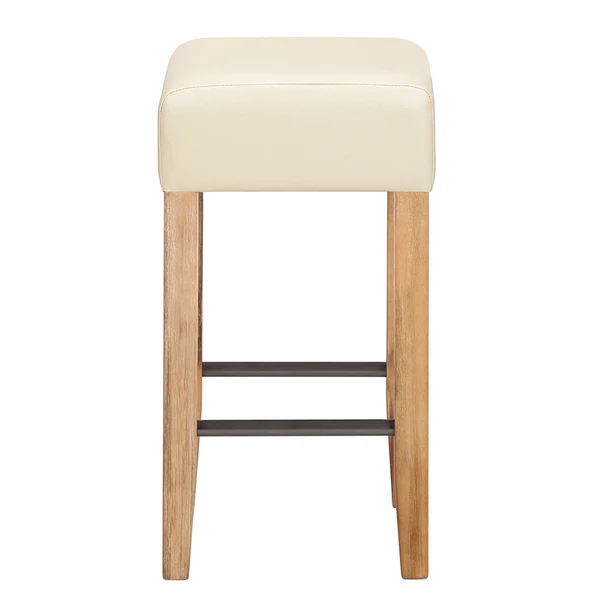Barhocker Delia - Akazie massiv - Kunstleder Creme/Akazie massiv - Image 4