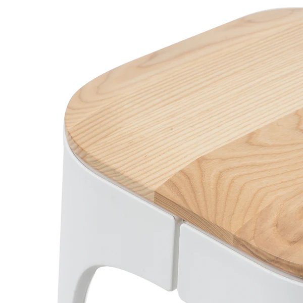 Barhocker Eiby - Esche massiv / Kunststoff & Metall - Esche / Weiß & Chrom - Image 11