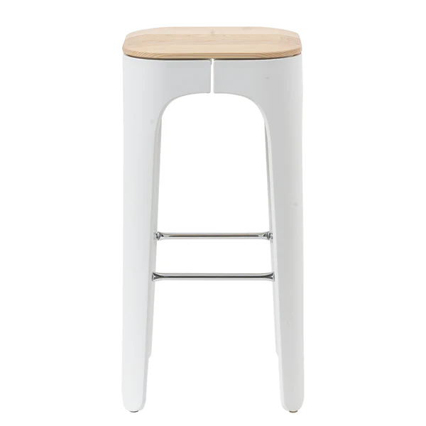 Barhocker Eiby - Esche massiv / Kunststoff & Metall - Esche / Weiß & Chrom - Image 8
