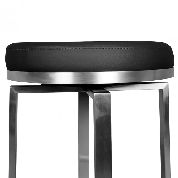 Barhocker Layla - Kunstleder / Edelstahl - Schwarz / Silber - Image 2