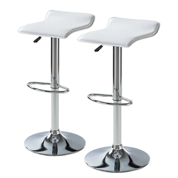 Barhocker Soraia (2er-Set) - Kunstleder - Weiß / Chrom