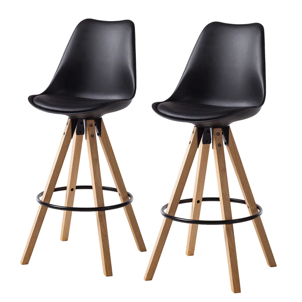 Barstuhl ALEDAS Kunststoffschale - Schwarz - 2er Set