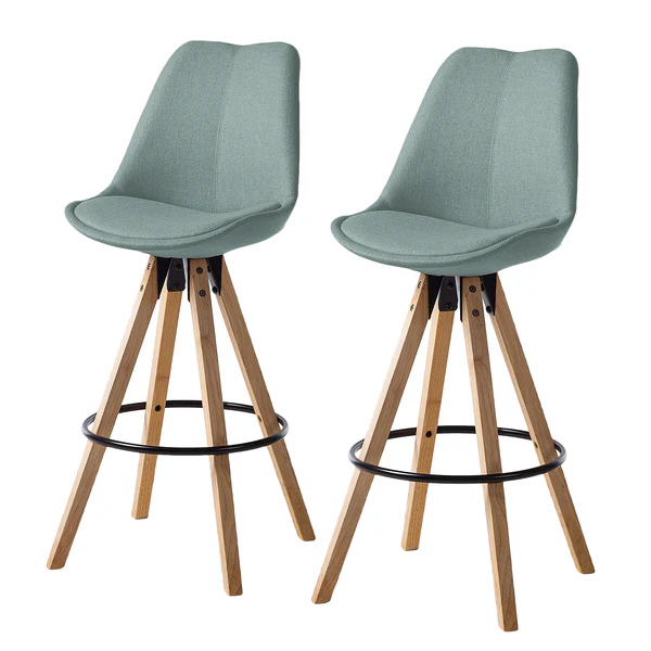 Barstuhl ALEDAS - Webstoff Cors: Mintgrau - 2er Set