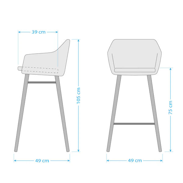 Barstuhl Broon (2er-Set) - Webstoff / Eisen - Grau / Schwarz - Image 13