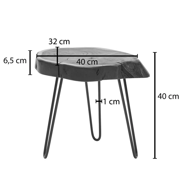 Beistelltisch Artemis - Akazie massiv / Metall - Akazie / Schwarz - Image 7
