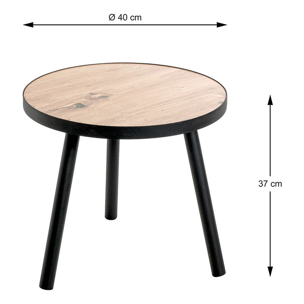 Beistelltisch Baligill - Höhe 37 cm - MDF / Stahl - Wildeiche Dekor - Image 3