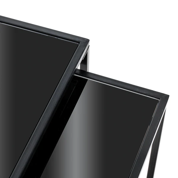 Beistelltisch Cerney 2er-Set - Glas / Metall - Schwarz - Image 4