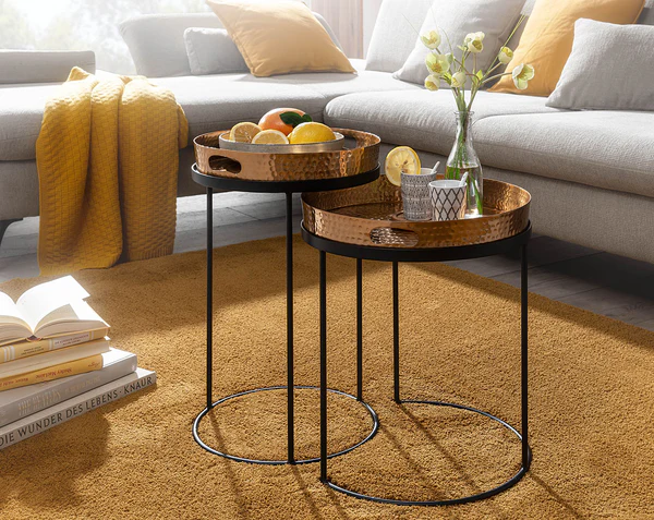 Beistelltisch Conesa 2er-Set - Aluminium - Gold / Schwarz - Schwarz / Gold - Image 3