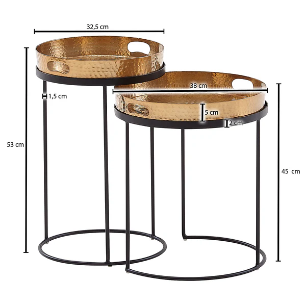 Beistelltisch Conesa 2er-Set - Aluminium - Gold / Schwarz - Schwarz / Gold - Image 8