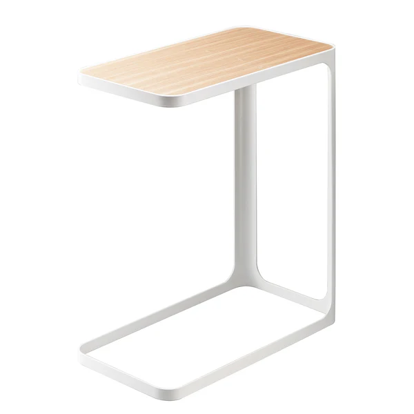 Beistelltisch Frame - Esche massiv / Metall - Weiß