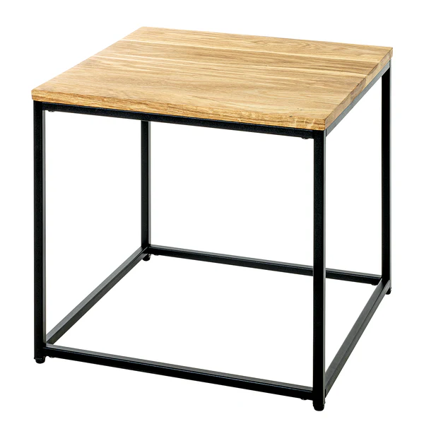 Beistelltisch Freswick - Eiche massiv / Metall - Eiche / Schwarz